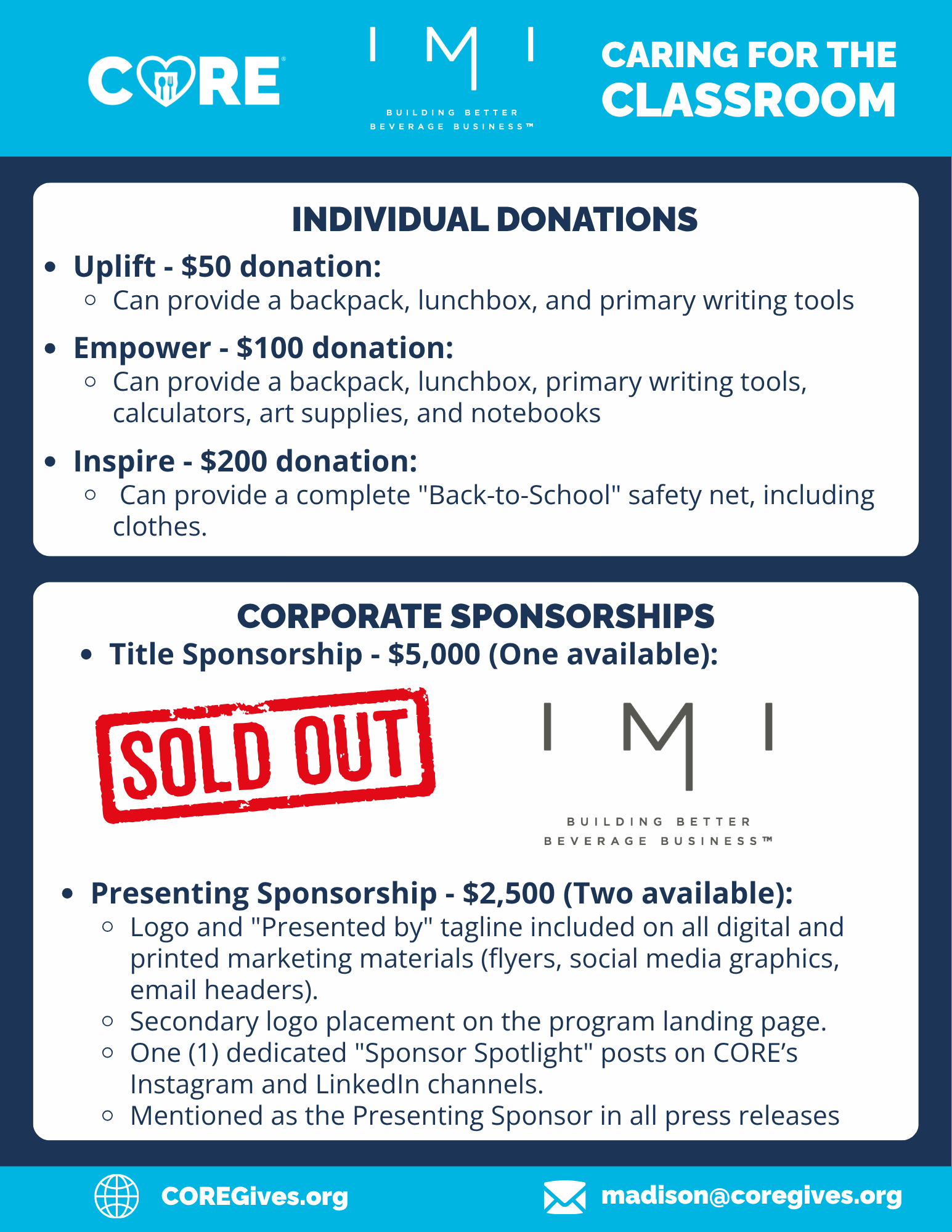 Sponsor Benefits